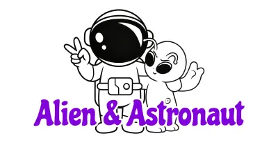 外星人与宇航员简笔画涂色画