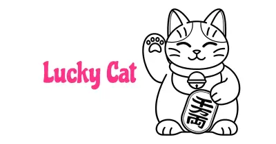 招财猫简笔画涂色页