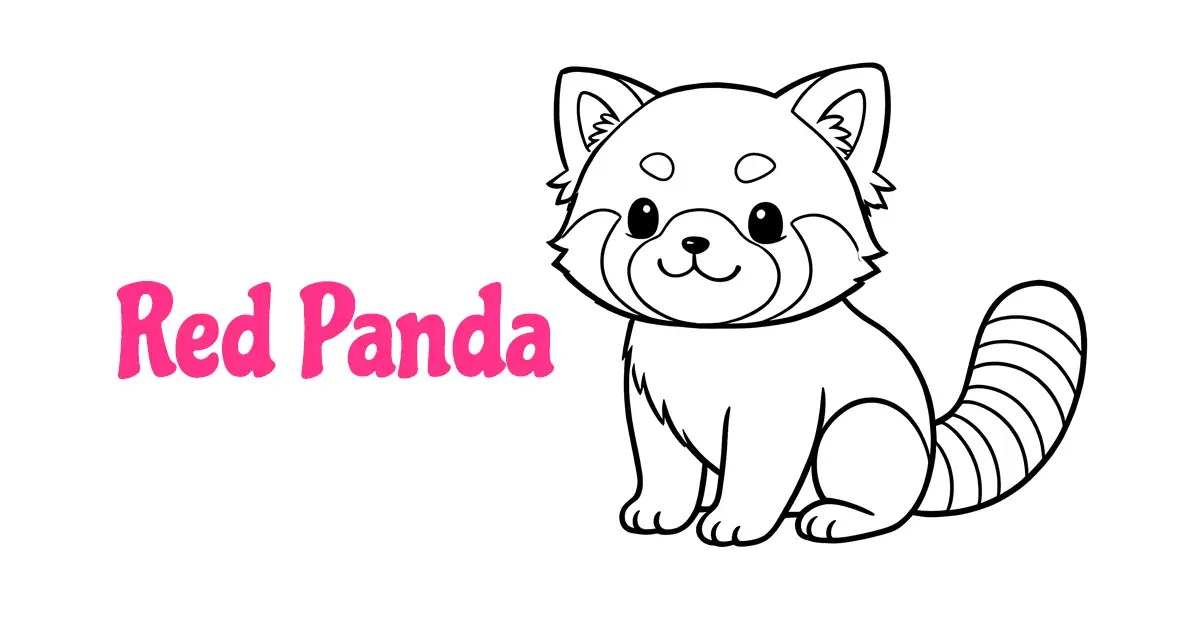 红熊猫简笔画涂色页