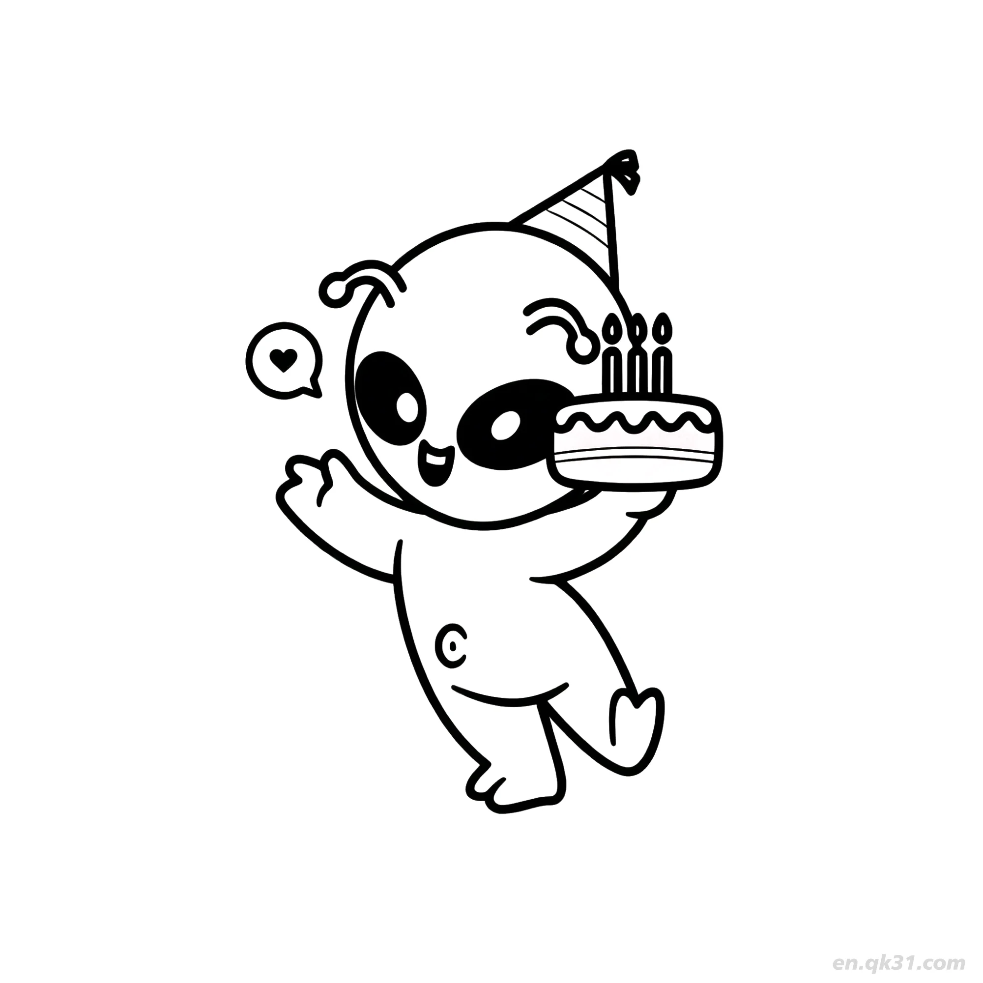 免费 外星人生日庆祝涂色页 简笔画涂色页