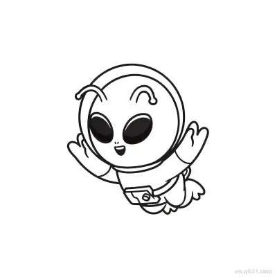 飞行外星人穿太空服涂色页 – 免费可打印简笔画涂色画