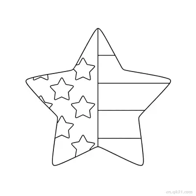星形美国国旗轮廓涂色页  – 免费可打印简笔画涂色画