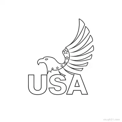 极简主义老鹰与USA标志涂色页  – 免费可打印简笔画涂色画