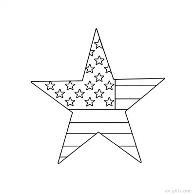简单美国国旗星星轮廓涂色页  – 免费可打印简笔画涂色画