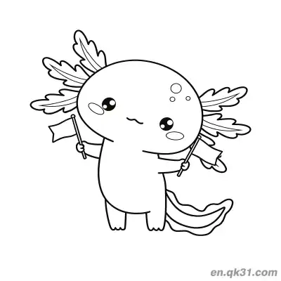 恐龙鱼举双旗涂色页 – 免费可打印简笔画涂色画