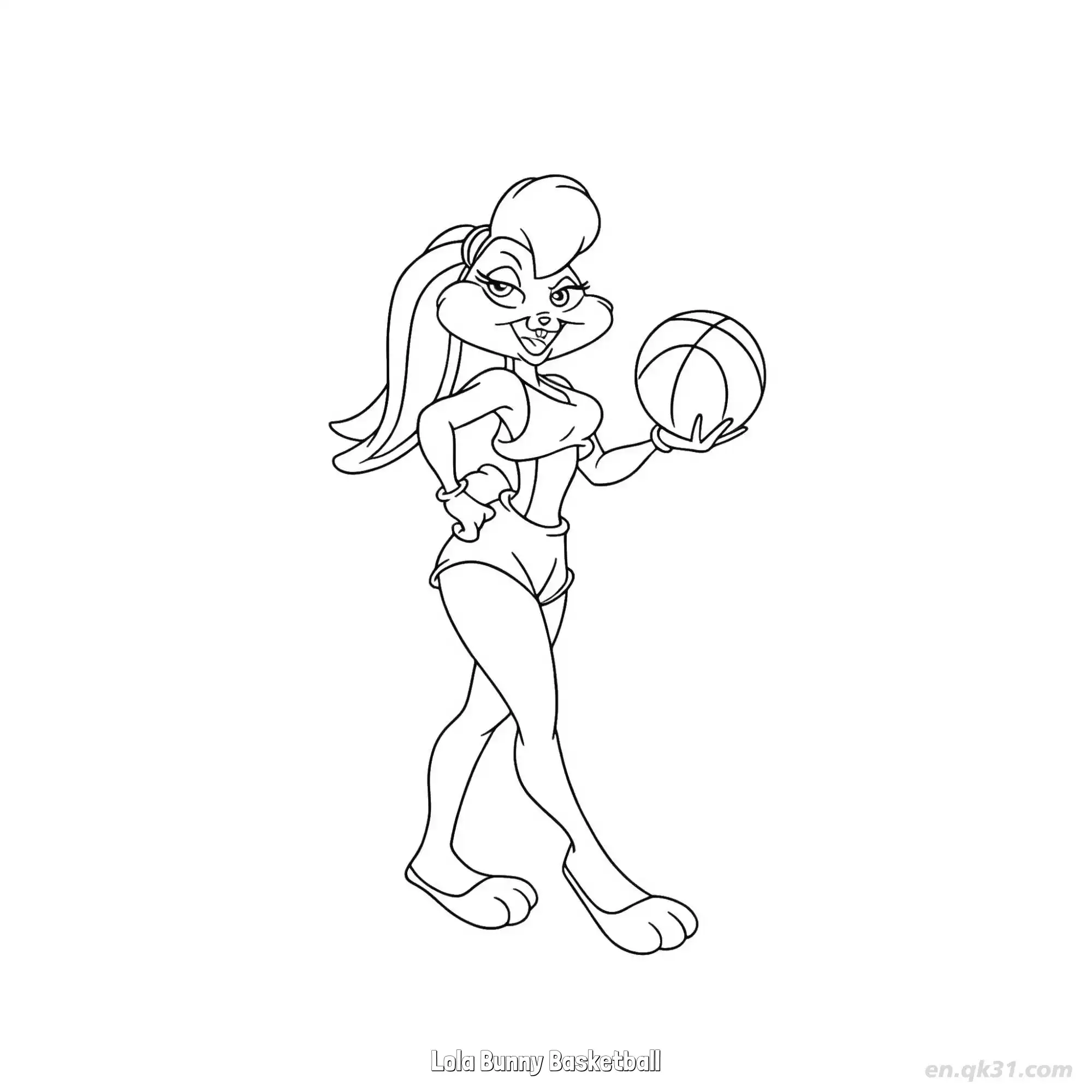 免费 萝拉兔打篮球 简笔画 素描 涂鸦 - 免费可打印 兔八哥简笔画 下载PDF 简笔画涂色页