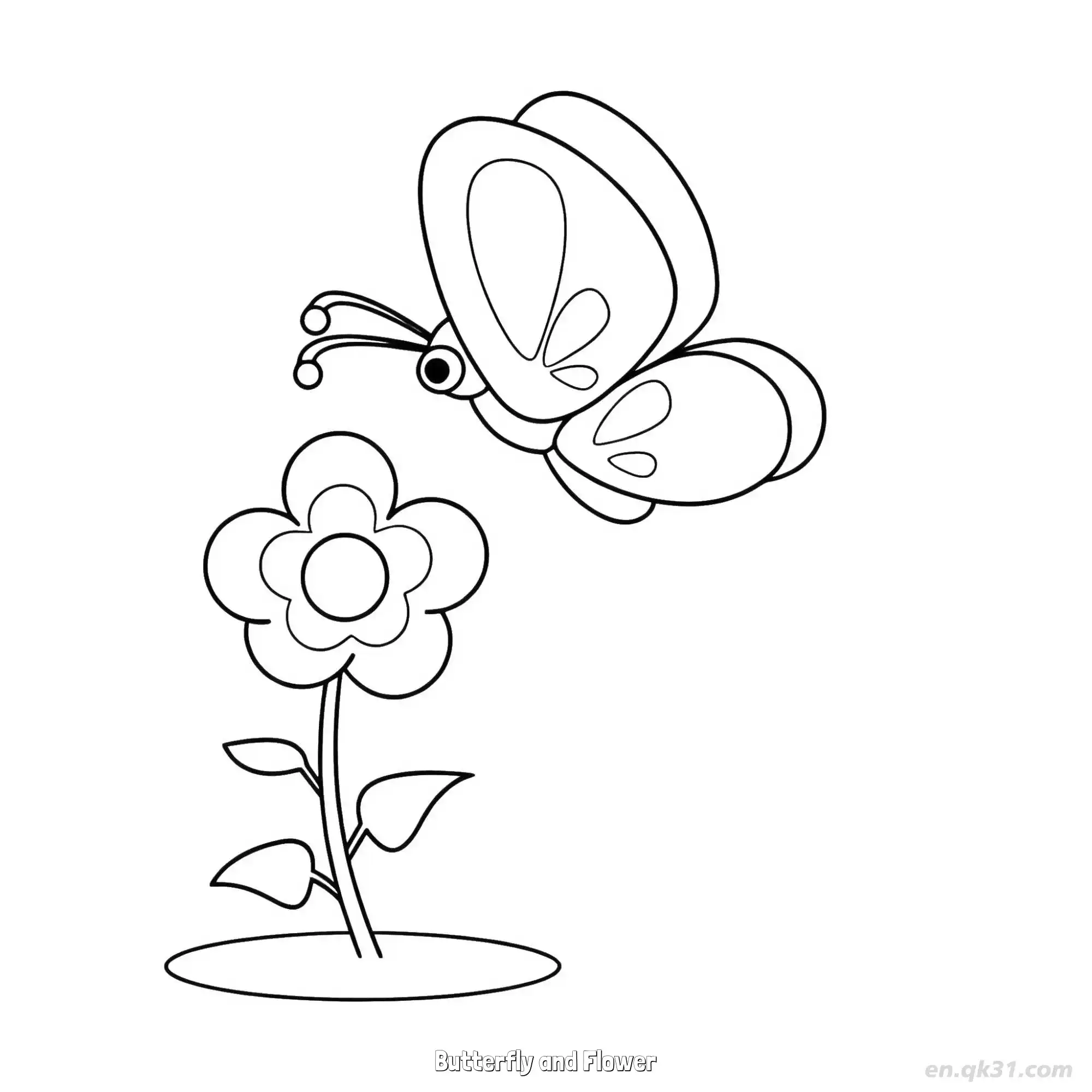 免费 蝴蝶与花朵 简笔画 素描 涂鸦 - 免费可打印 蝴蝶简笔画 下载PDF 简笔画涂色页