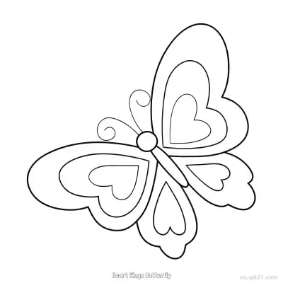 心形双翅蝴蝶 2简笔画 素描 涂鸦 - 免费可打印 蝴蝶简笔画 下载PDF – 免费可打印简笔画涂色画