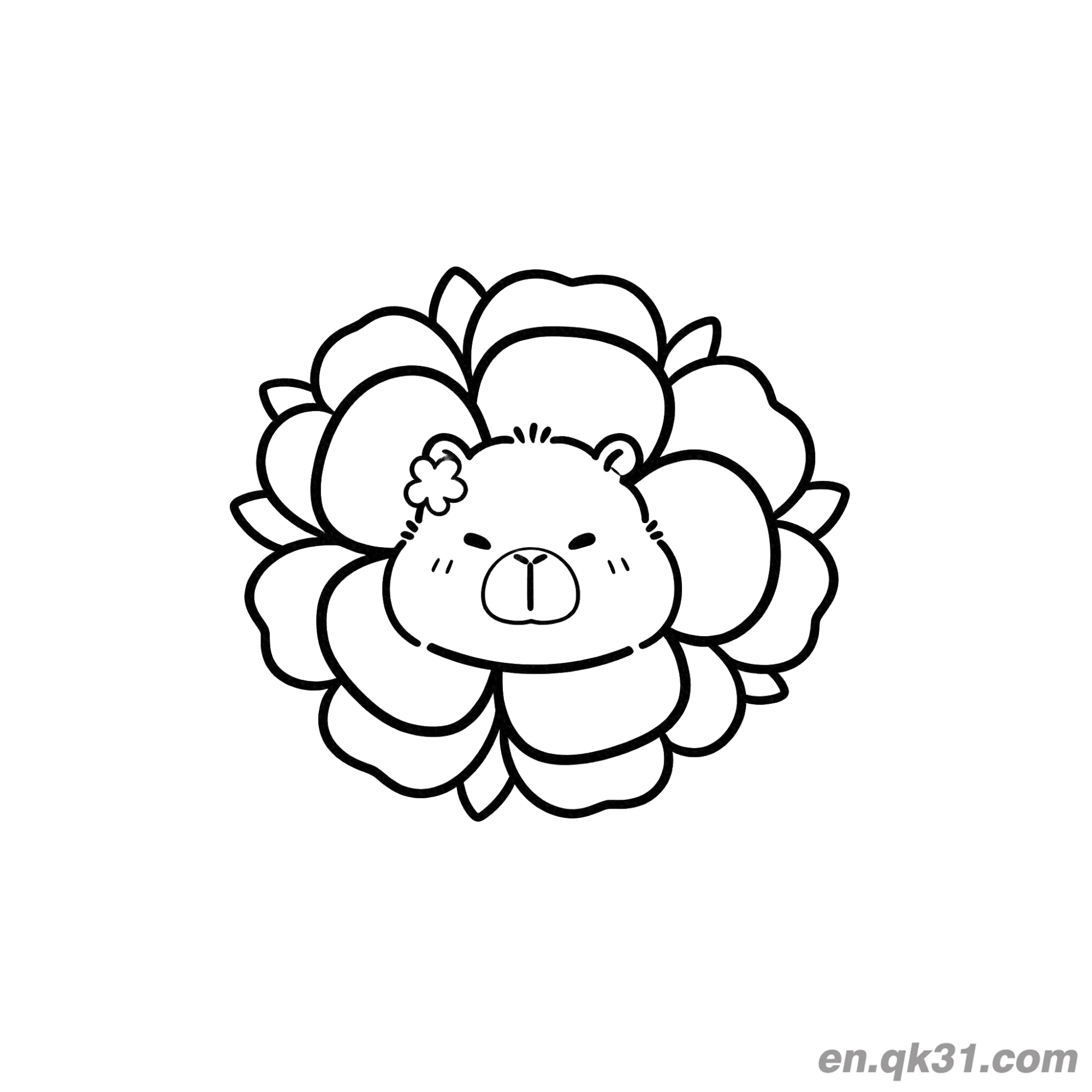 免费 卡比巴拉在大花里涂色页 简笔画涂色页