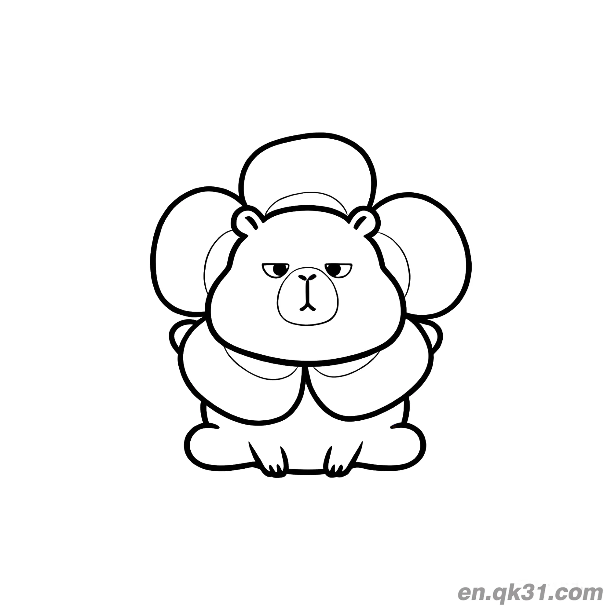 免费 花朵形状暴躁卡比巴拉涂色页 简笔画涂色页