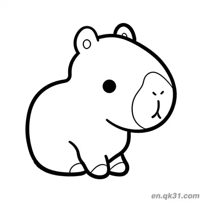 极简坐着卡比巴拉涂色页 – 免费可打印简笔画涂色画