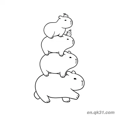 堆叠卡比巴拉涂色页 – 免费可打印简笔画涂色画