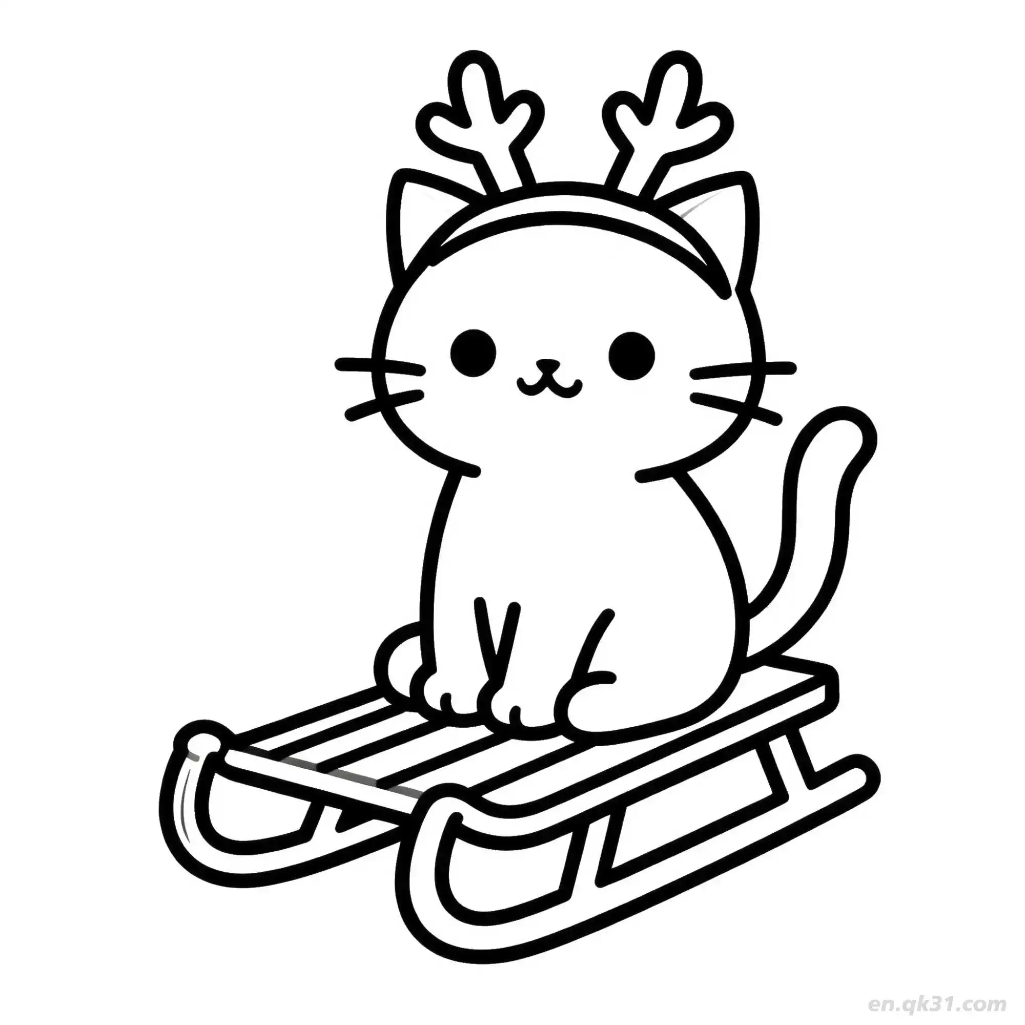 免费 圣诞猫 10简笔画 素描 涂鸦 - 免费可打印可爱猫 下载PDF 简笔画涂色页