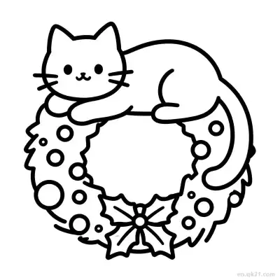 圣诞猫 11简笔画 素描 涂鸦 - 免费可打印可爱猫 下载PDF – 免费可打印简笔画涂色画