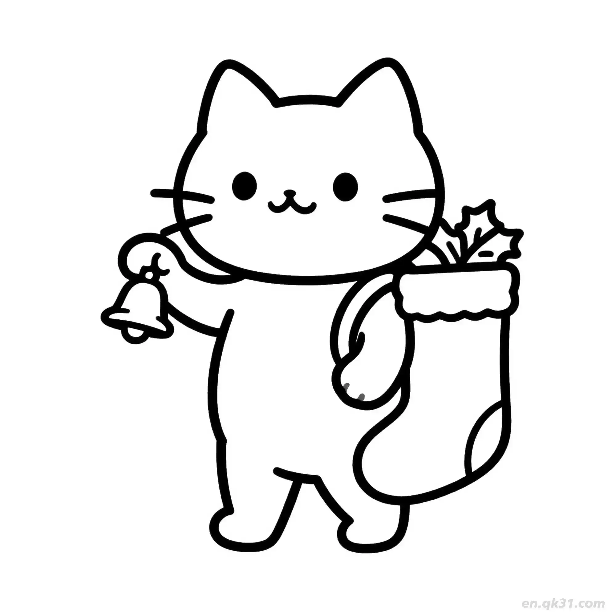 免费 圣诞猫 13简笔画 素描 涂鸦 - 免费可打印可爱猫 下载PDF 简笔画涂色页