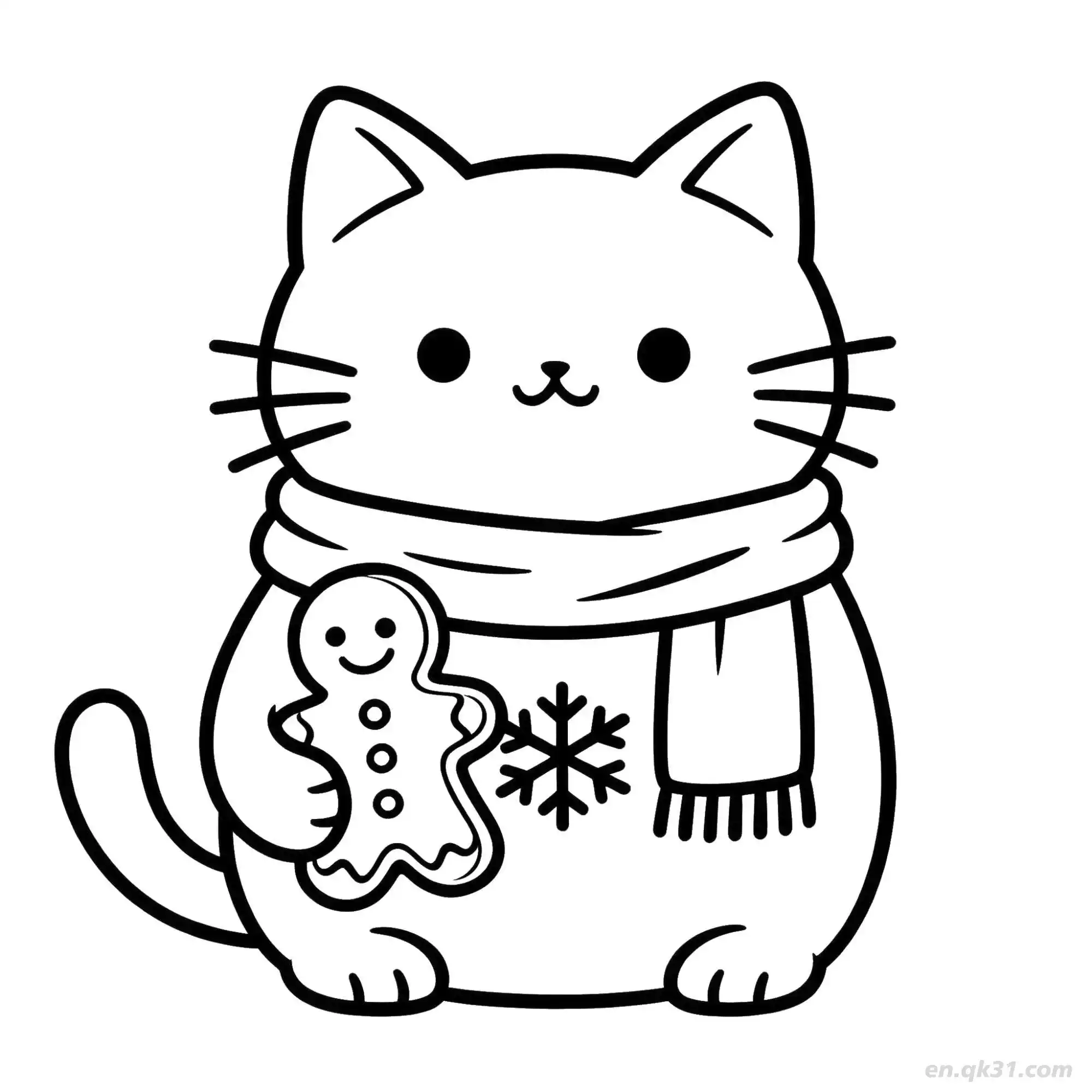 免费 圣诞猫 15简笔画 素描 涂鸦 - 免费可打印可爱猫 下载PDF 简笔画涂色页