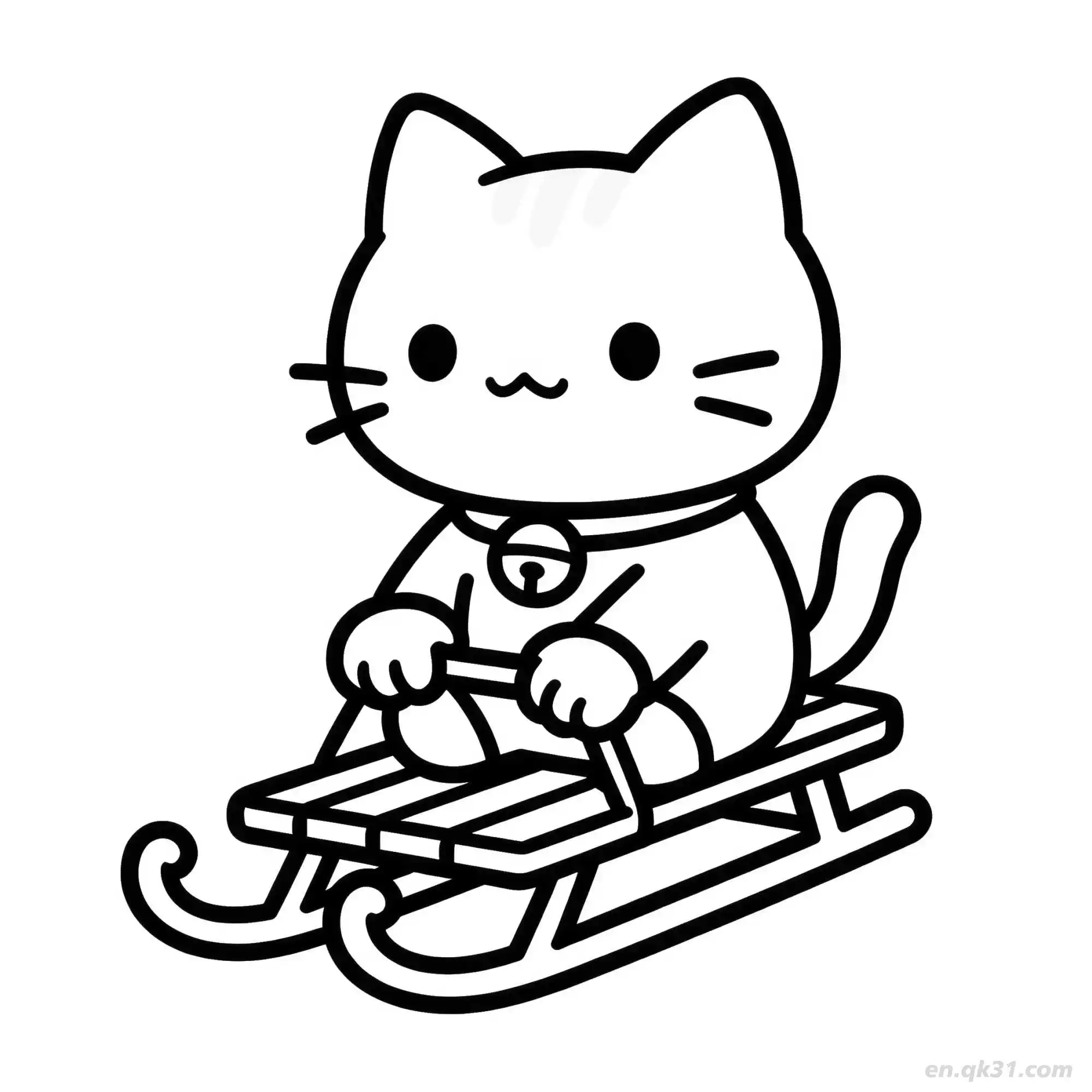 免费 圣诞猫 16简笔画 素描 涂鸦 - 免费可打印可爱猫 下载PDF 简笔画涂色页