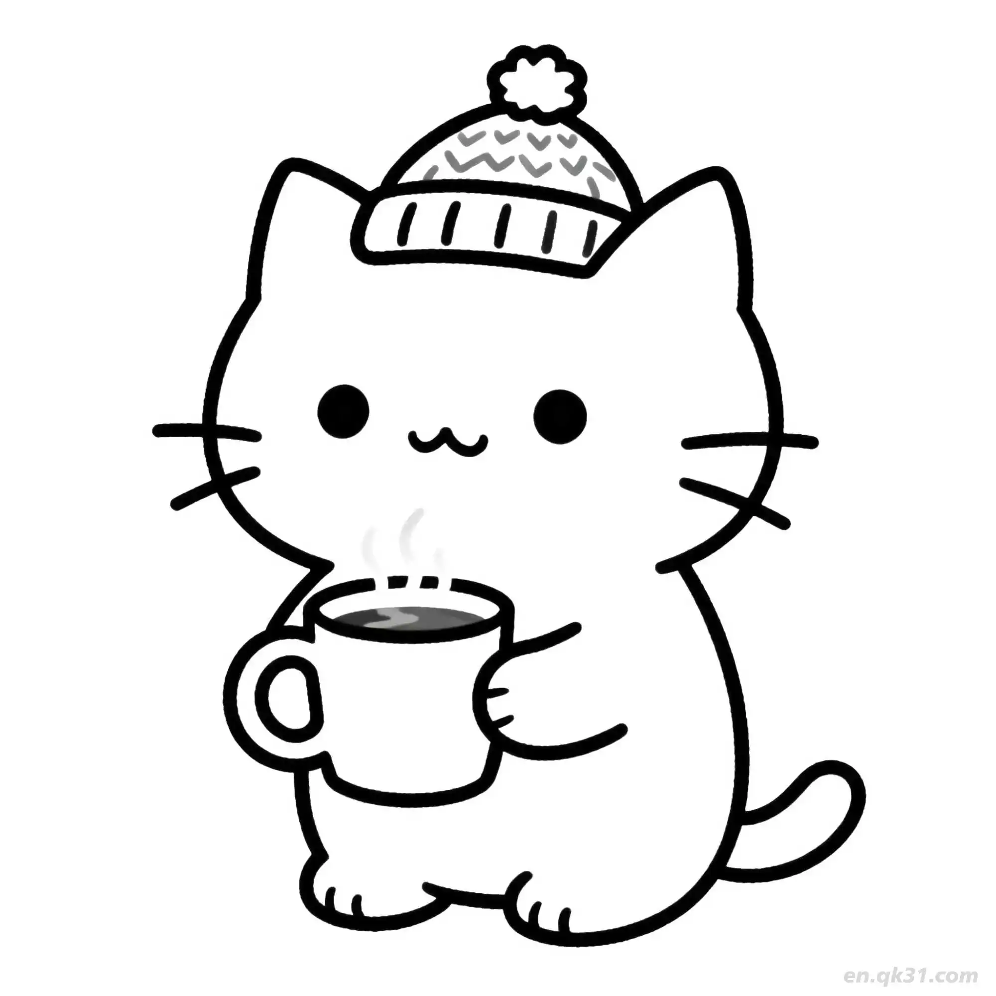 免费 圣诞猫 9简笔画 素描 涂鸦 - 免费可打印可爱猫 下载PDF 简笔画涂色页