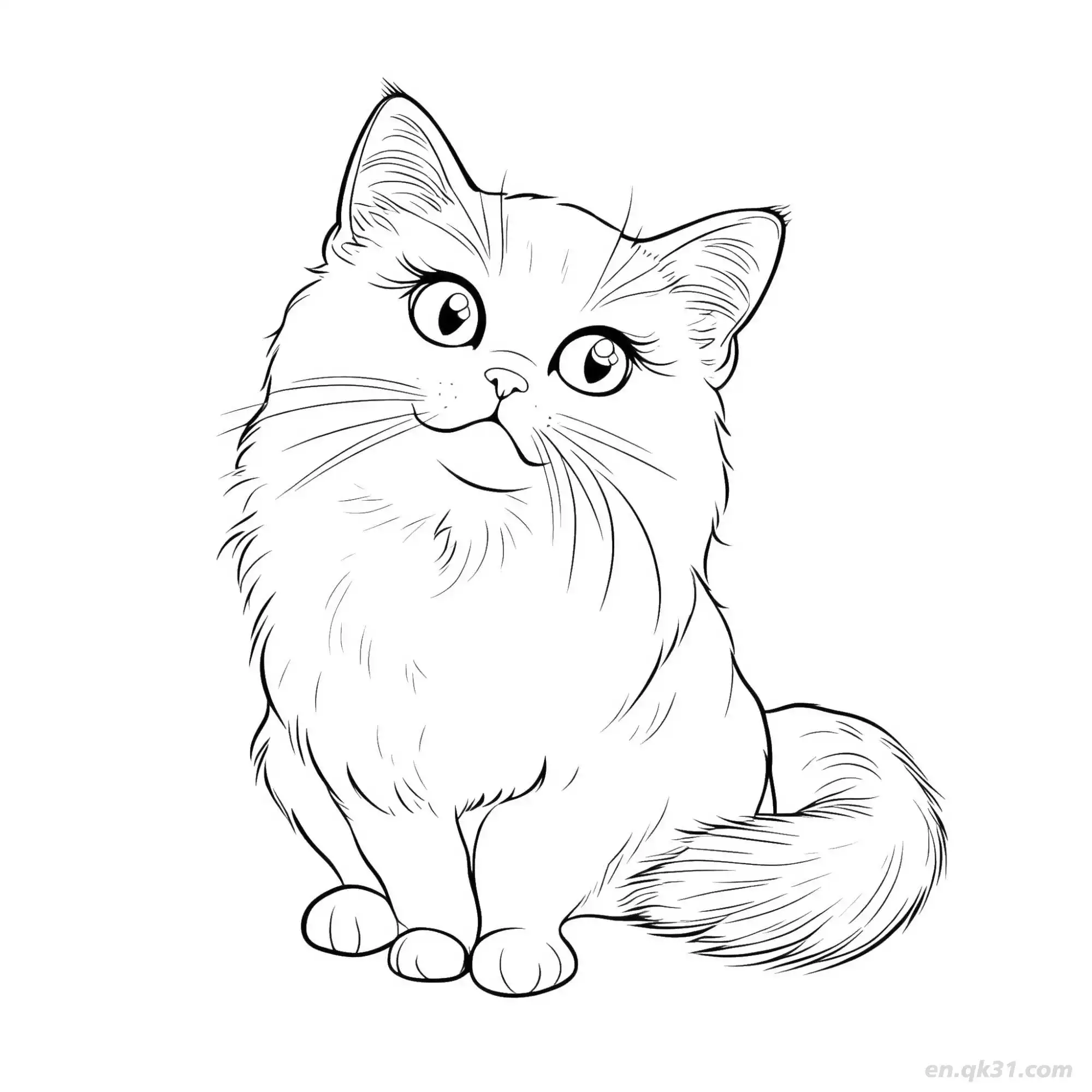 免费 猫 4简笔画 素描 涂鸦 - 免费可打印可爱猫 下载PDF 简笔画涂色页