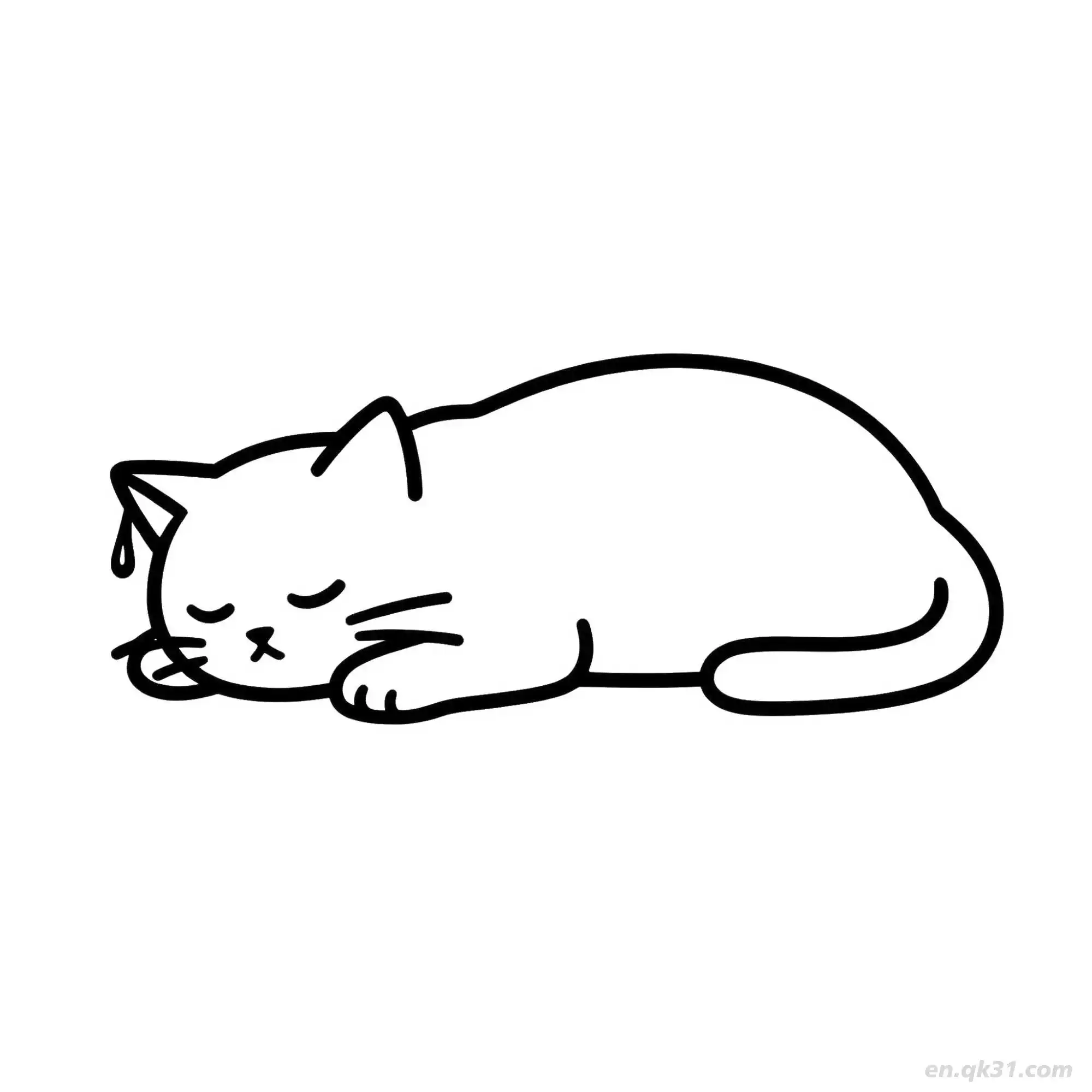 免费 猫 52简笔画 素描 涂鸦 - 免费可打印可爱猫 下载PDF 简笔画涂色页