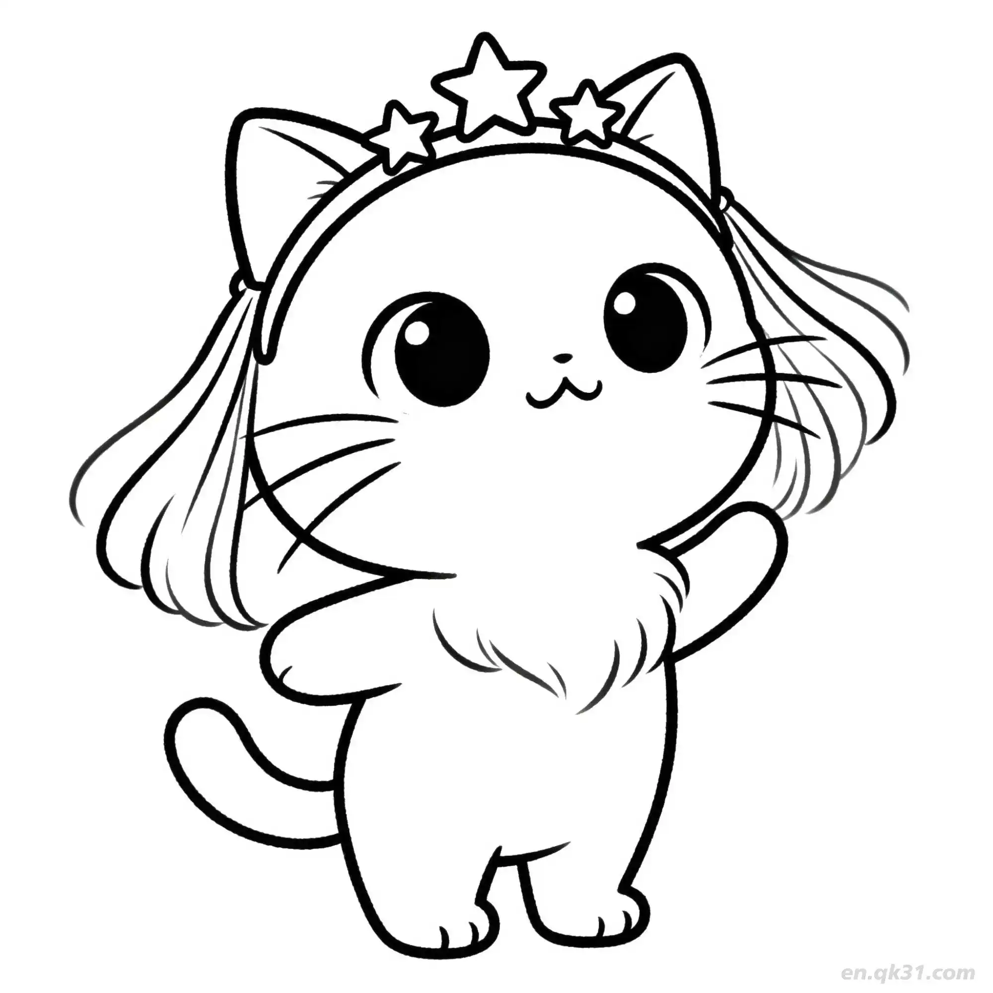 免费 猫 74简笔画 素描 涂鸦 - 免费可打印可爱猫 下载PDF 简笔画涂色页