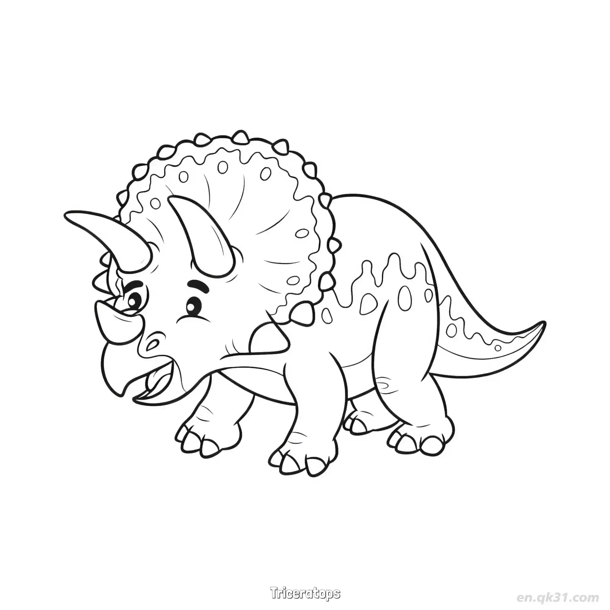 免费 三角龙 5简笔画 素描 涂鸦 - 免费可打印 恐龙简笔画 下载PDF 简笔画涂色页