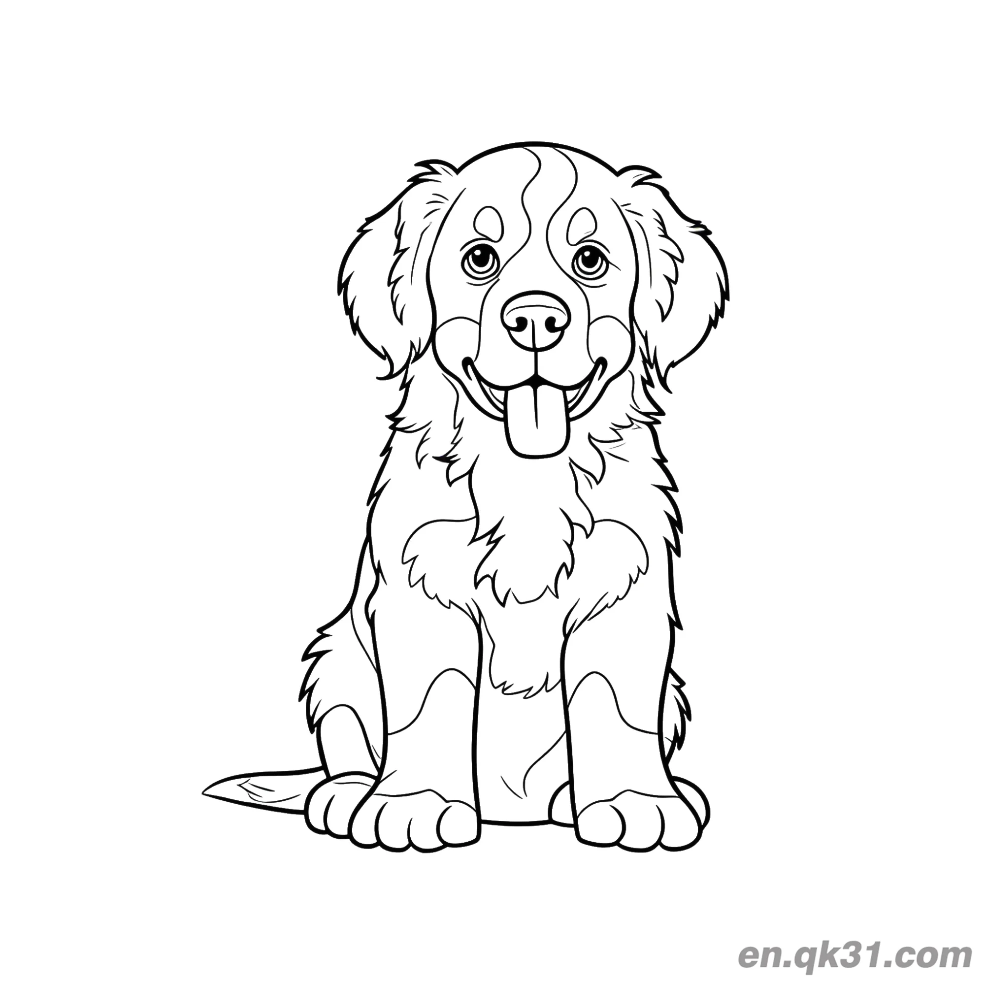 免费 可爱的坐姿伯恩山幼犬简笔画涂色页 简笔画涂色页