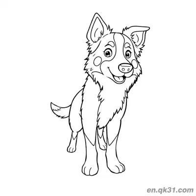 卡通微笑边牧风格伯恩山犬简笔画涂色页 – 免费可打印简笔画涂色画
