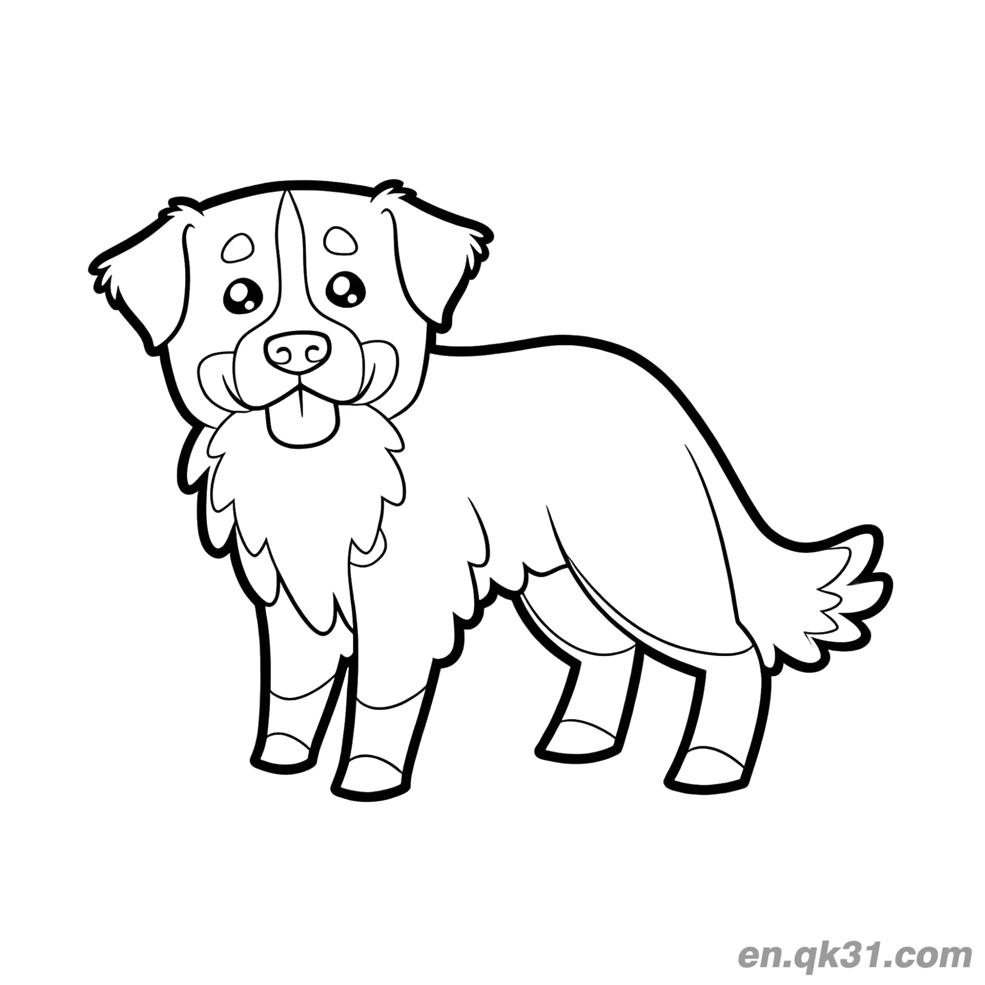 免费 奇比风格站姿伯恩山犬简笔画涂色页 简笔画涂色页