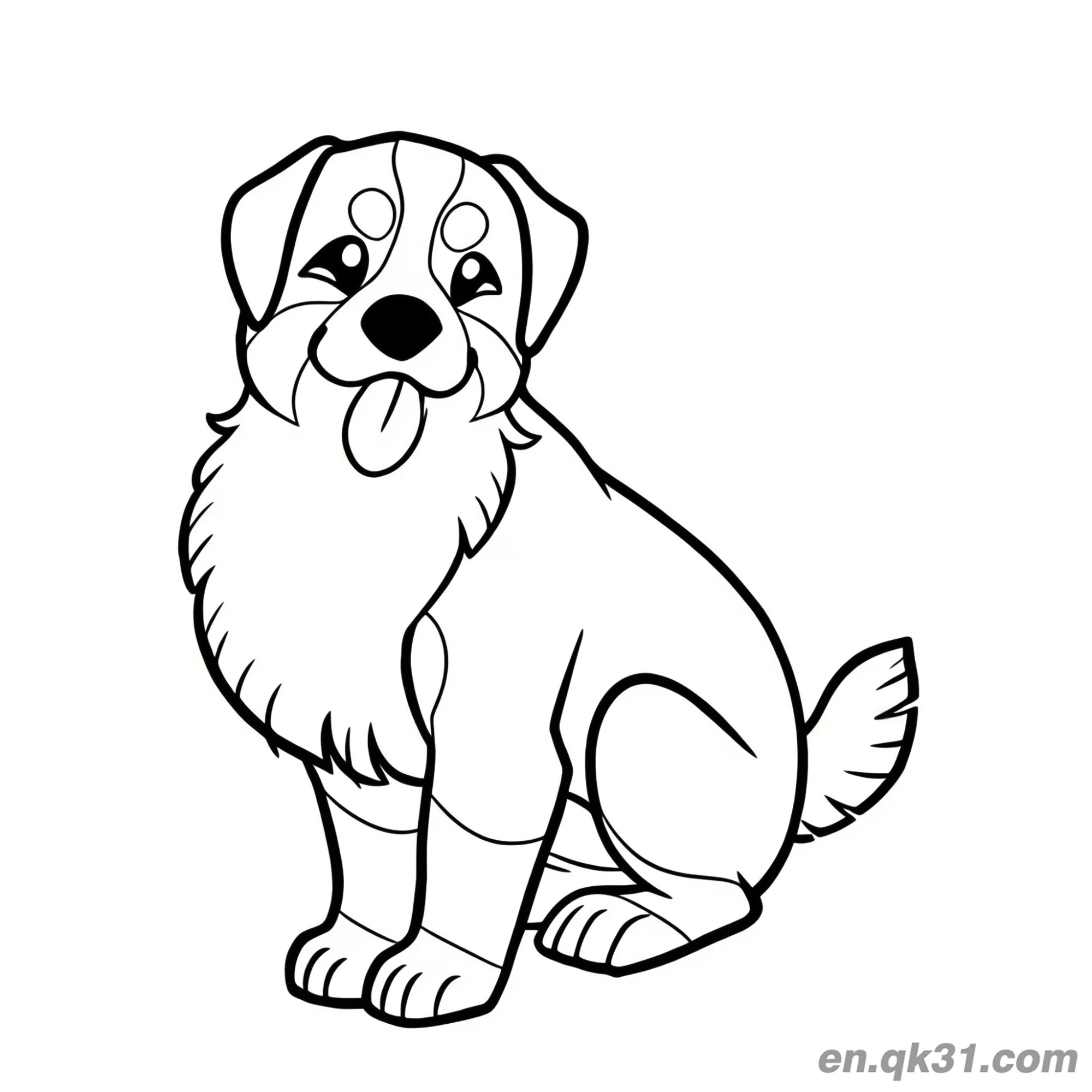 免费 可爱的坐姿吐舌头伯恩山犬简笔画涂色页 简笔画涂色页