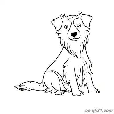 优雅的坐姿长毛伯恩山犬简笔画涂色页 – 免费可打印简笔画涂色画