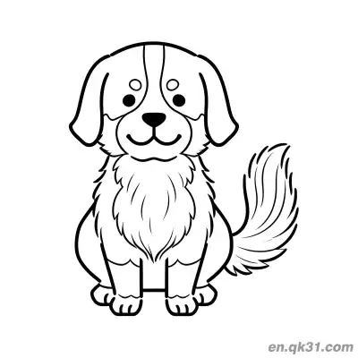 极简风格坐姿伯恩山幼犬简笔画涂色页 – 免费可打印简笔画涂色画