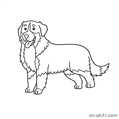 站姿微笑伯恩山犬简笔画涂色页 – 免费可打印简笔画涂色画