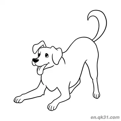 俏皮姿势金毛寻回犬互动风格简笔画涂色页 – 免费可打印简笔画涂色画