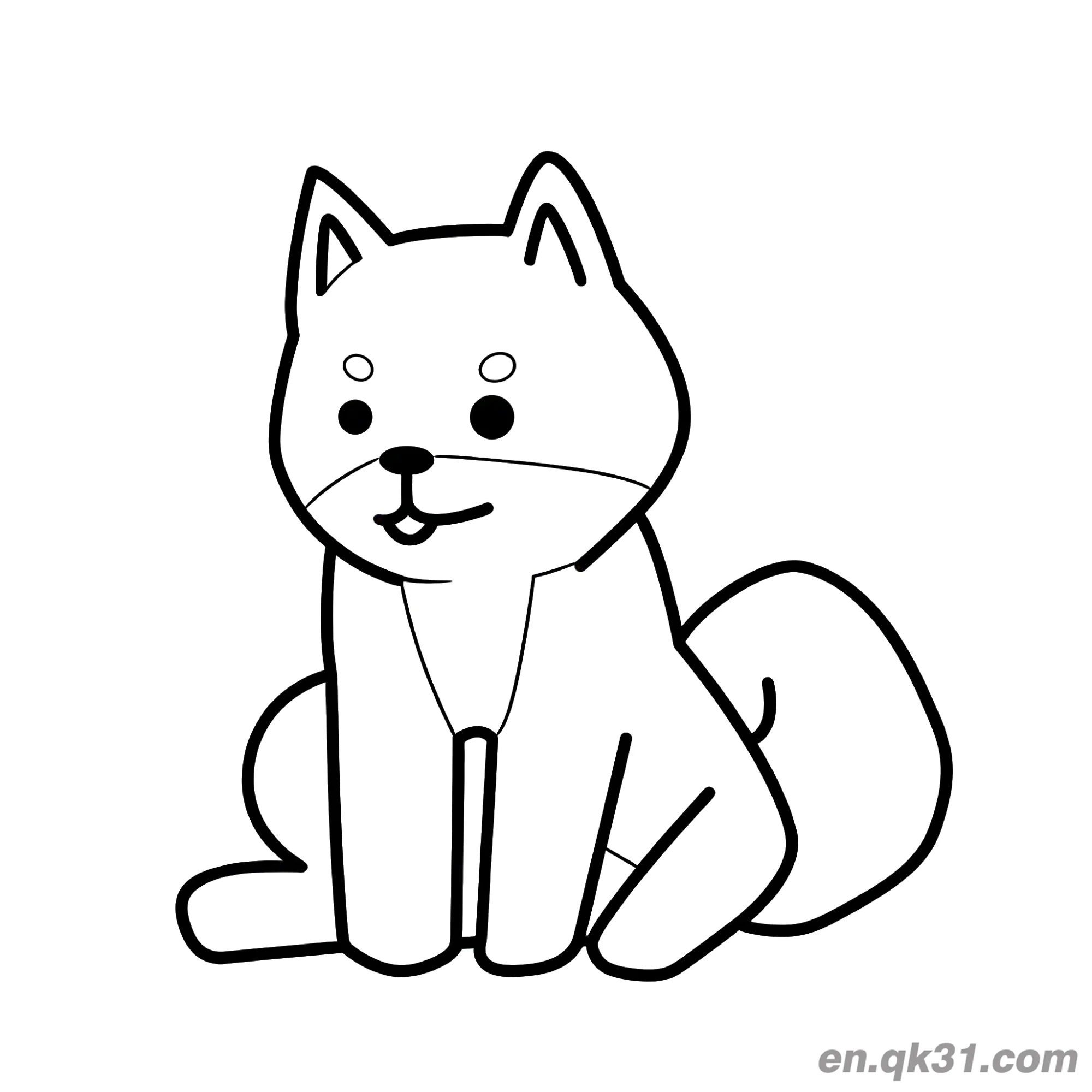 免费 坐姿Chibi柴犬简笔画涂色页免费下载 简笔画涂色页