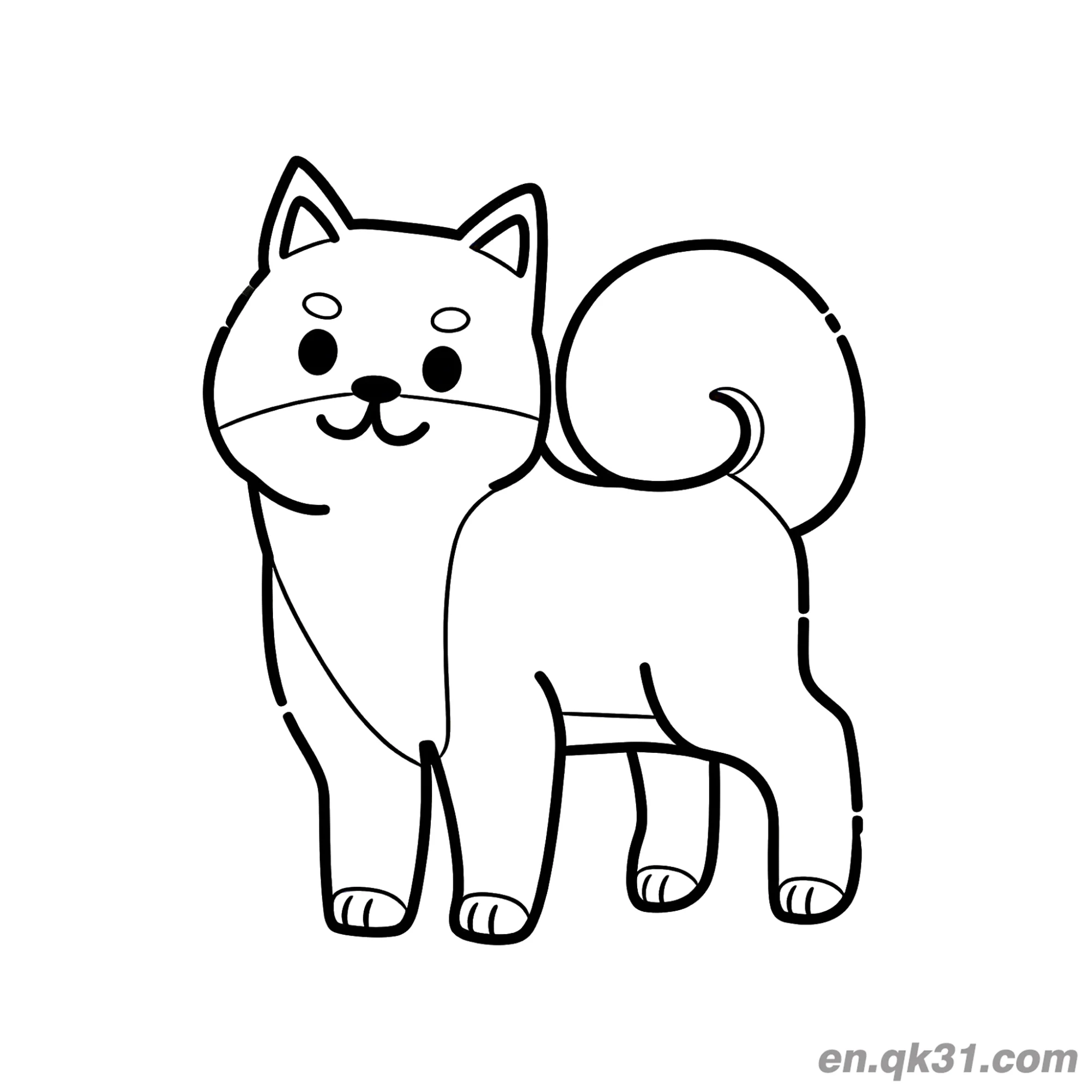 免费 极简线条风格柴犬简笔画涂色页现代 简笔画涂色页
