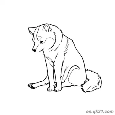 写实柴犬低头沉思简笔画涂色页 – 免费可打印简笔画涂色画