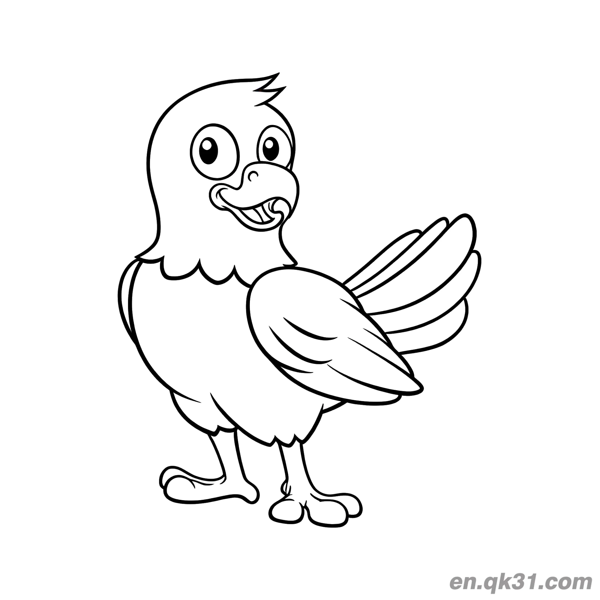免费 快乐卡通秃鹰涂色页 简笔画涂色页