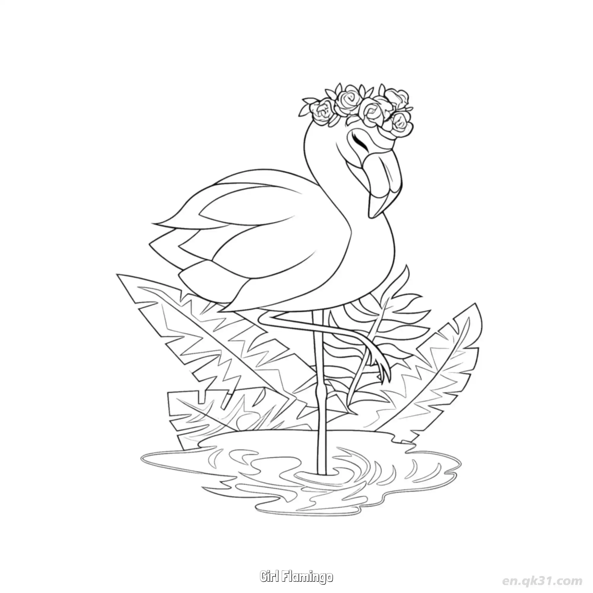 免费 女孩火烈鸟 3简笔画 素描 涂鸦 - 免费可打印 火烈鸟简笔画 下载PDF 简笔画涂色页