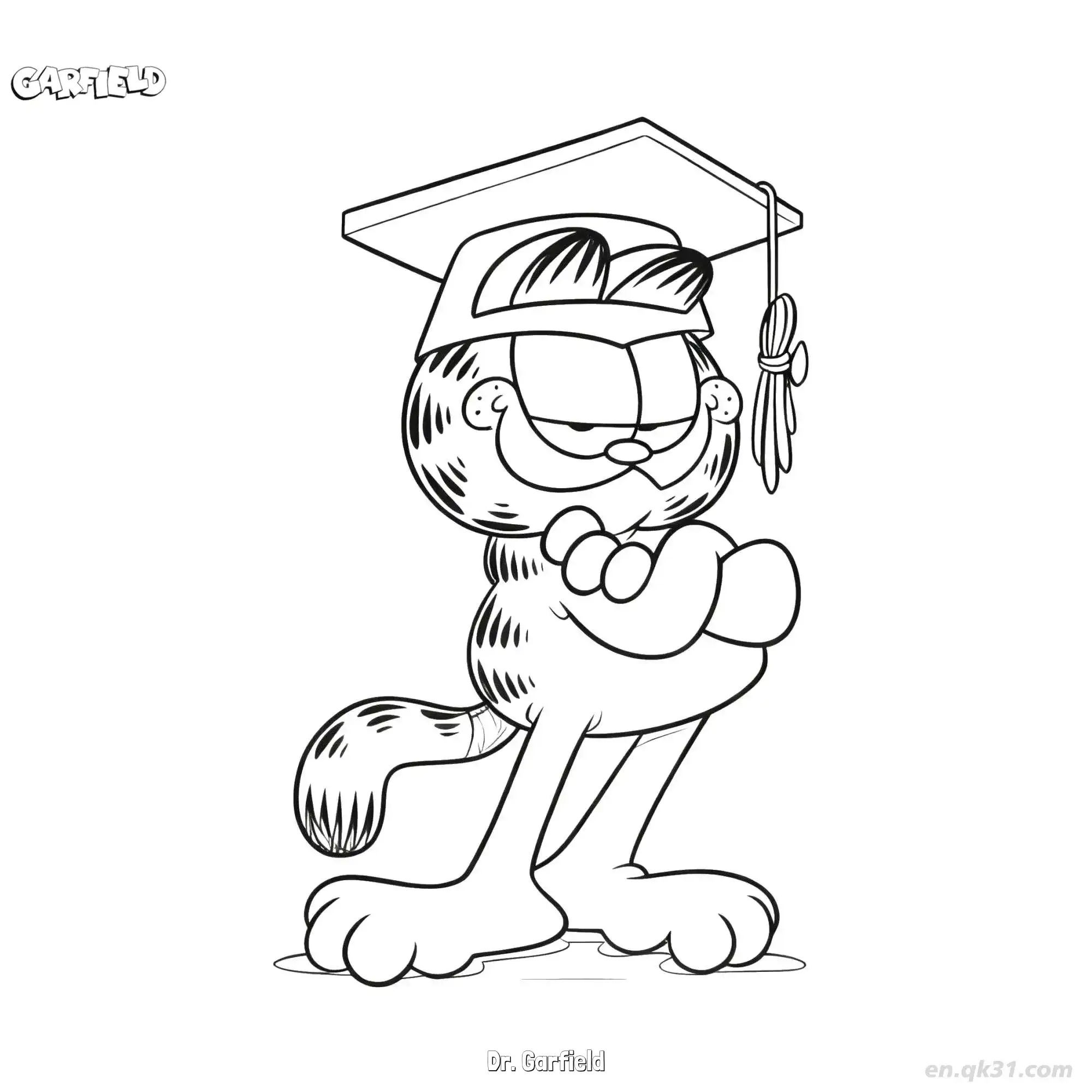 免费 加菲猫医生 简笔画 素描 涂鸦 - 免费可打印加菲猫 下载PDF 简笔画涂色页