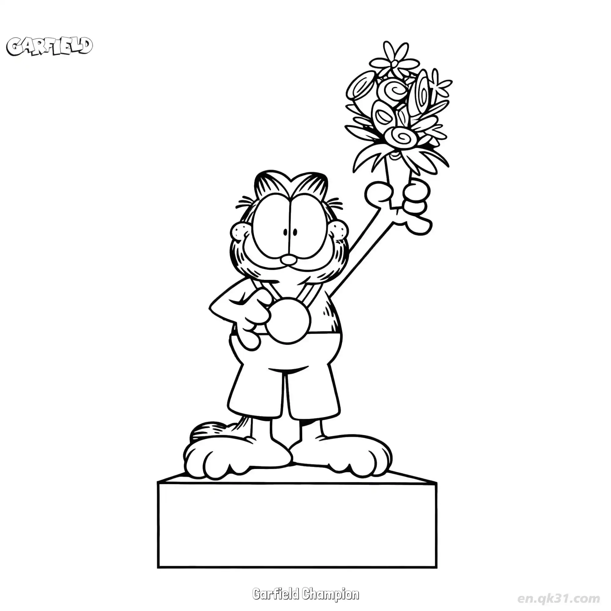 免费 冠军加菲猫 1简笔画 素描 涂鸦 - 免费可打印加菲猫 下载PDF 简笔画涂色页