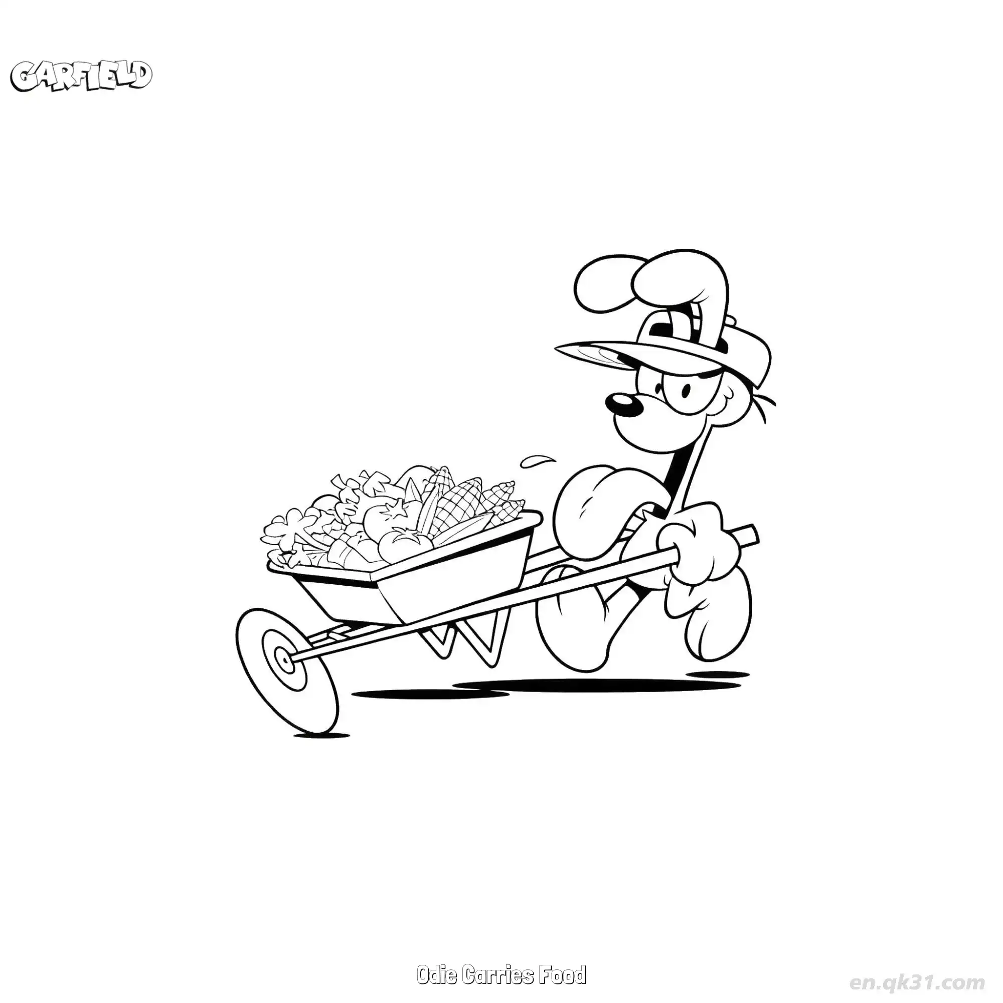 免费 搬运食物的欧迪 简笔画 素描 涂鸦 - 免费可打印加菲猫 下载PDF 简笔画涂色页