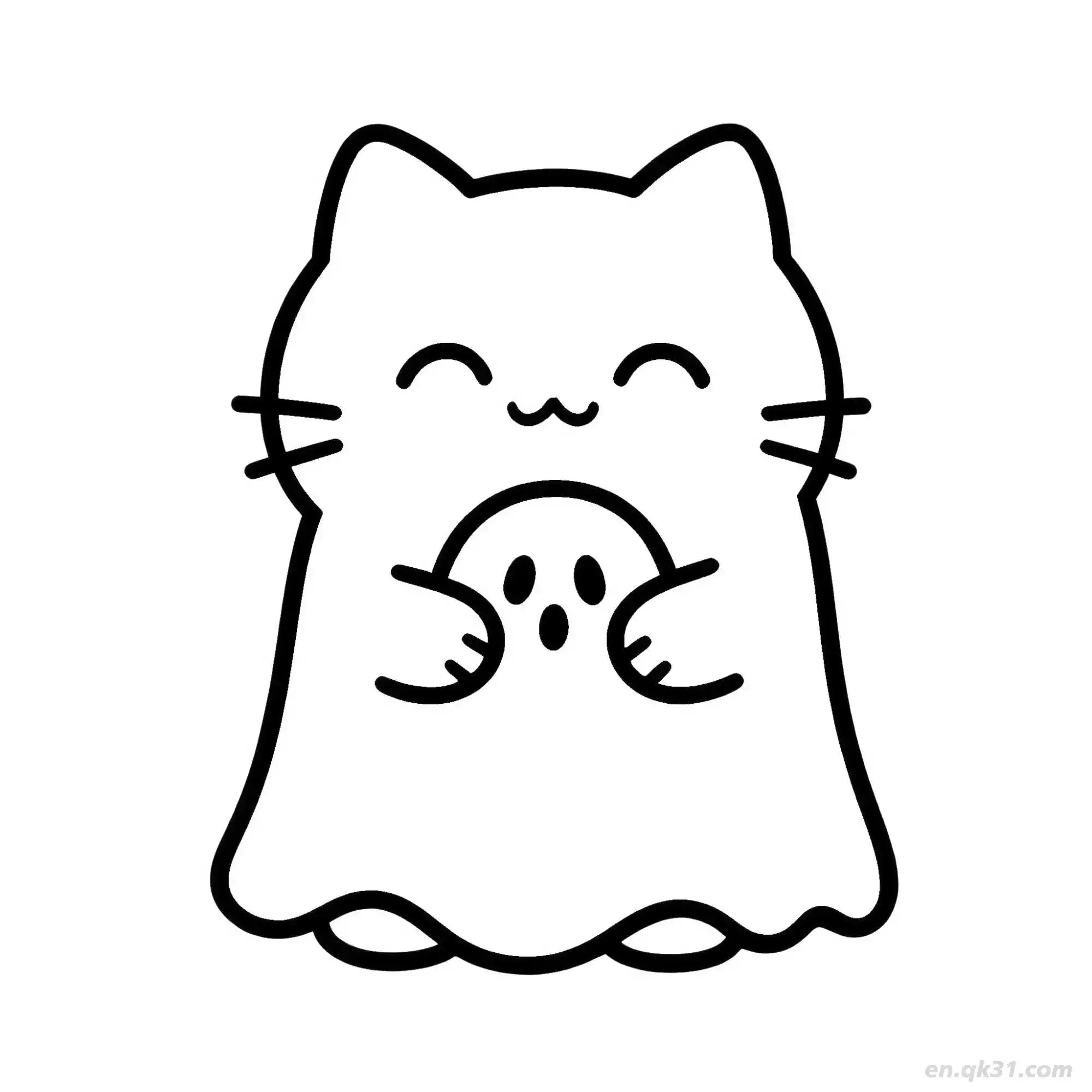 免费 万圣节猫 17简笔画 素描 涂鸦 - 免费可打印可爱猫 下载PDF 简笔画涂色页
