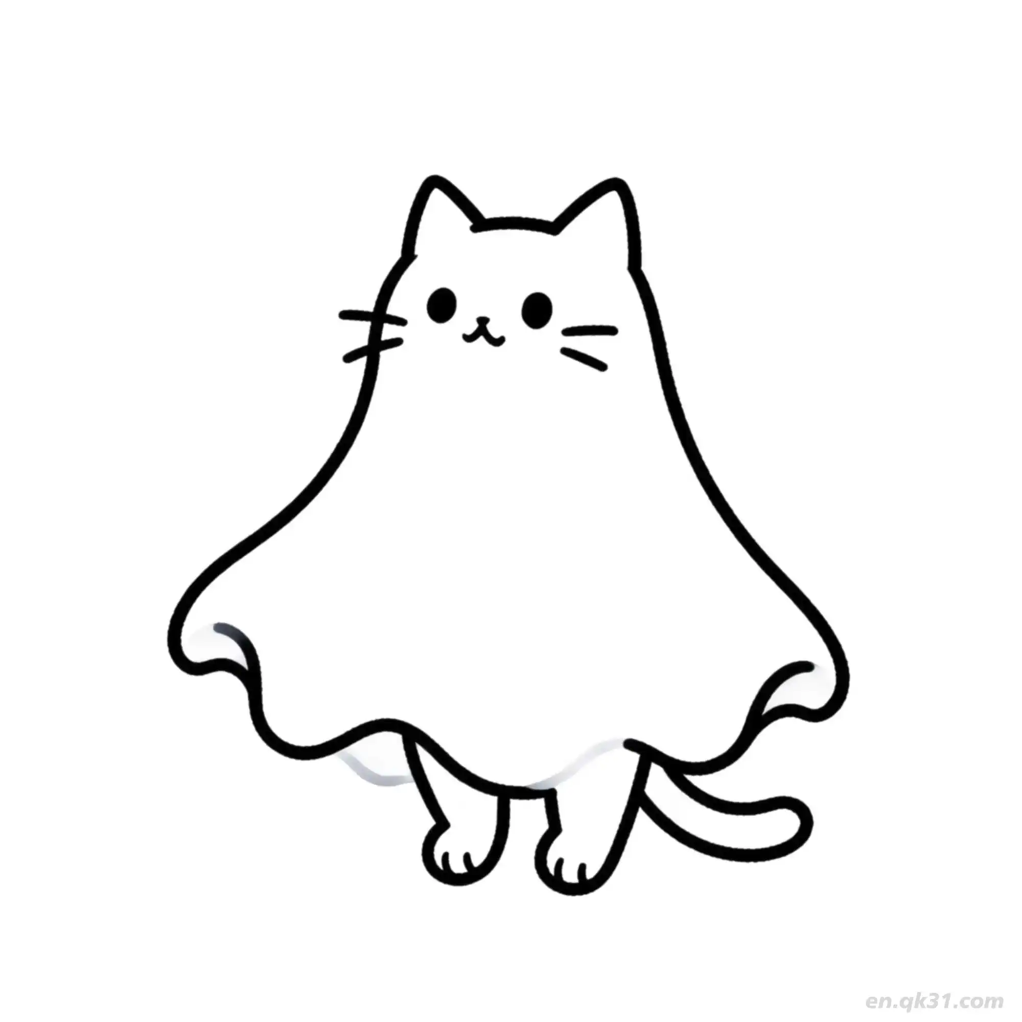 免费 万圣节猫 2简笔画 素描 涂鸦 - 免费可打印可爱猫 下载PDF 简笔画涂色页