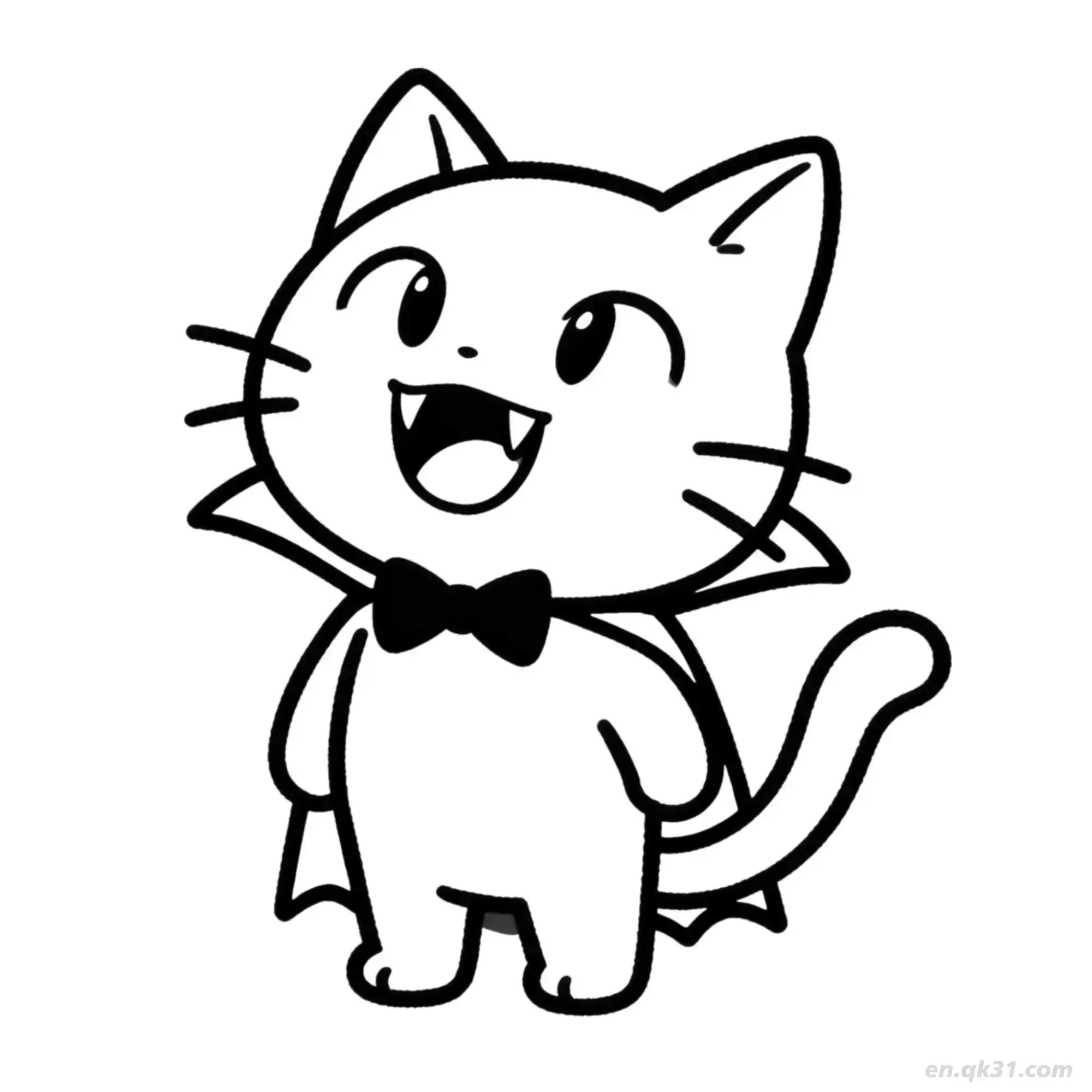免费 万圣节猫 3简笔画 素描 涂鸦 - 免费可打印可爱猫 下载PDF 简笔画涂色页