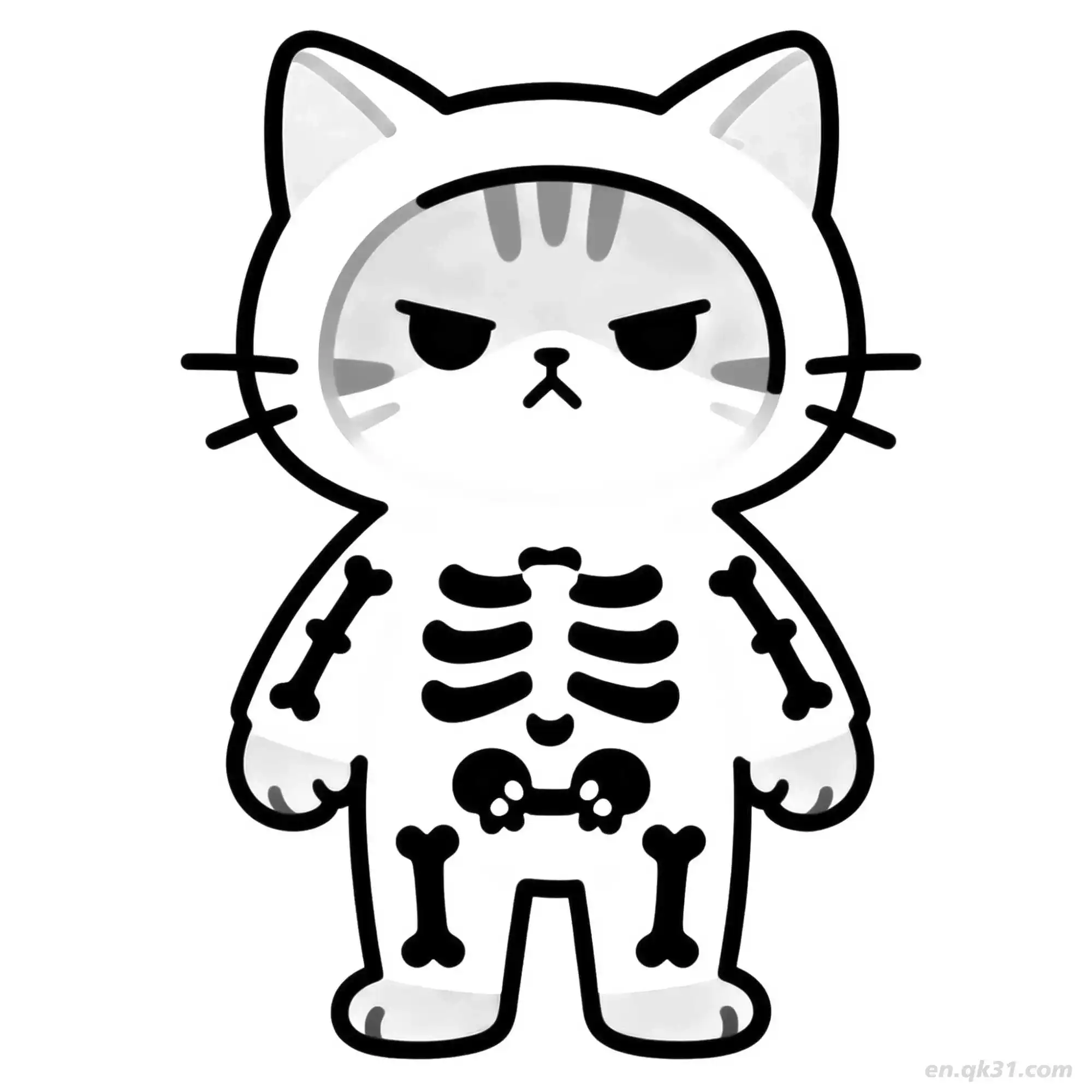 免费 万圣节猫 5简笔画 素描 涂鸦 - 免费可打印可爱猫 下载PDF 简笔画涂色页