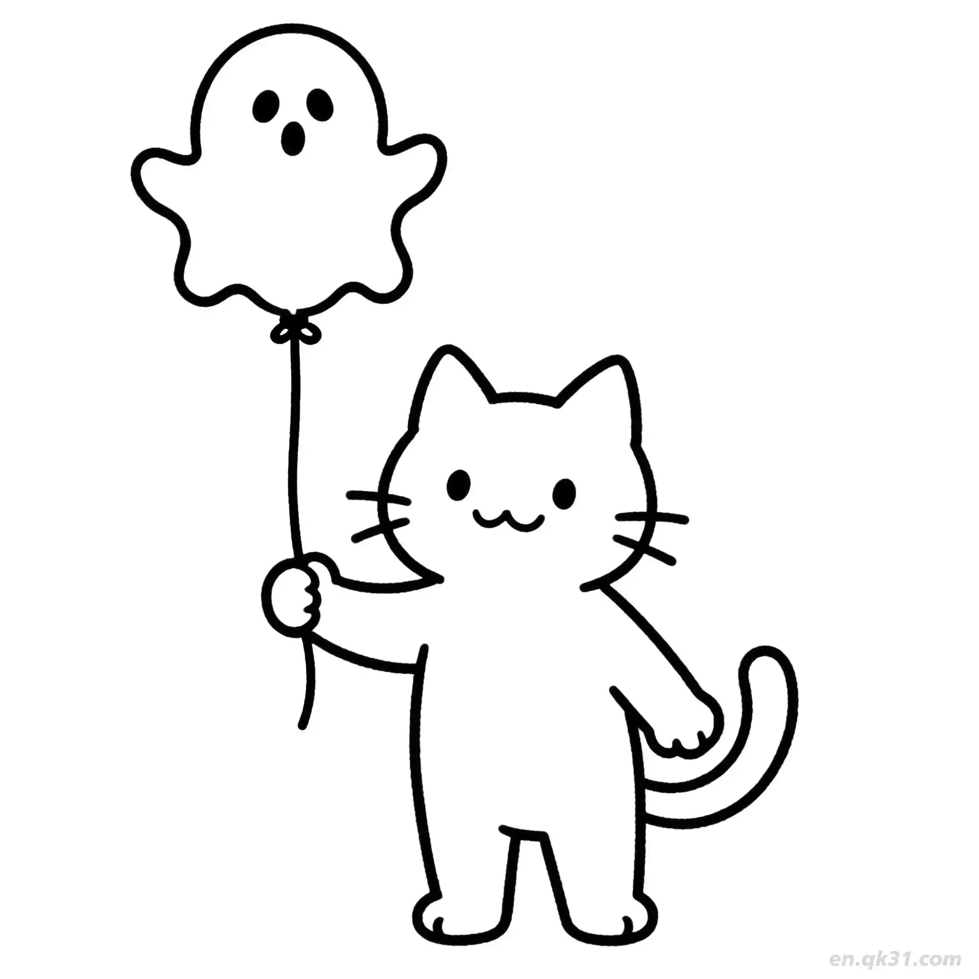 免费 万圣节猫 7简笔画 素描 涂鸦 - 免费可打印可爱猫 下载PDF 简笔画涂色页