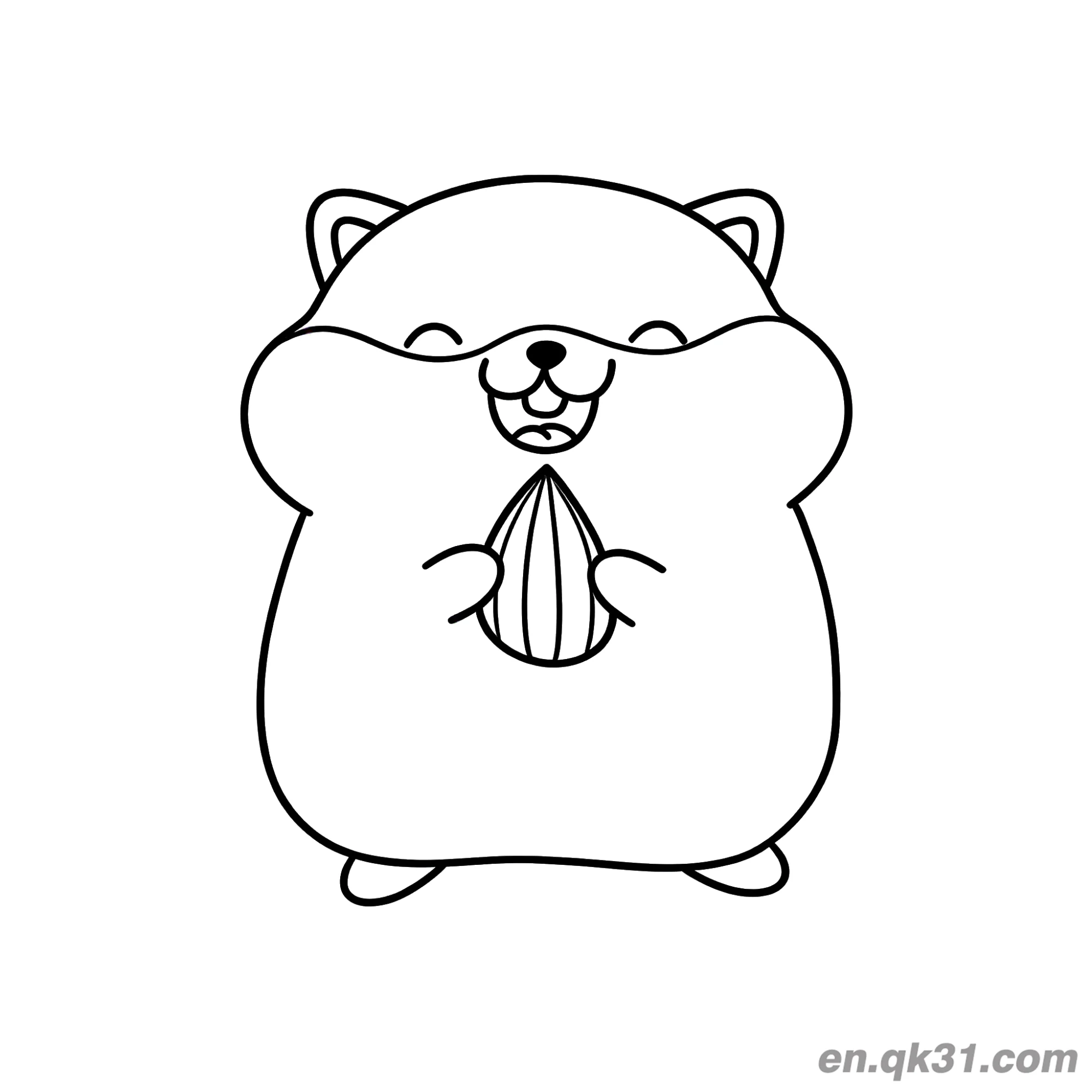 免费 快乐仓鼠拿向日葵种子简笔画涂色页 简笔画涂色页
