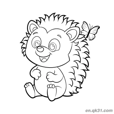 玩蝴蝶刺猬涂色页 – 免费可打印简笔画涂色画