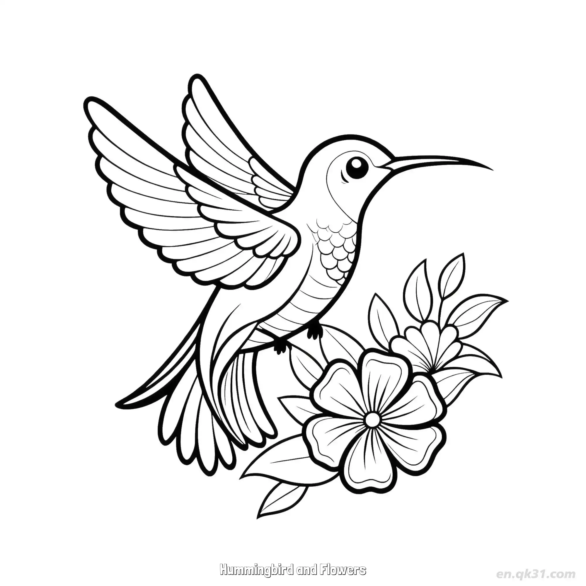 免费 蜂鸟和花朵 4简笔画 素描 涂鸦 - 免费可打印 蜂鸟简笔画 下载PDF 简笔画涂色页